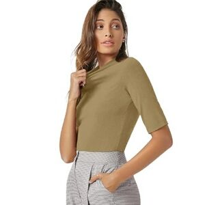 Women Short Sleeve Business Dressy Casual Pullover Top Khaki New